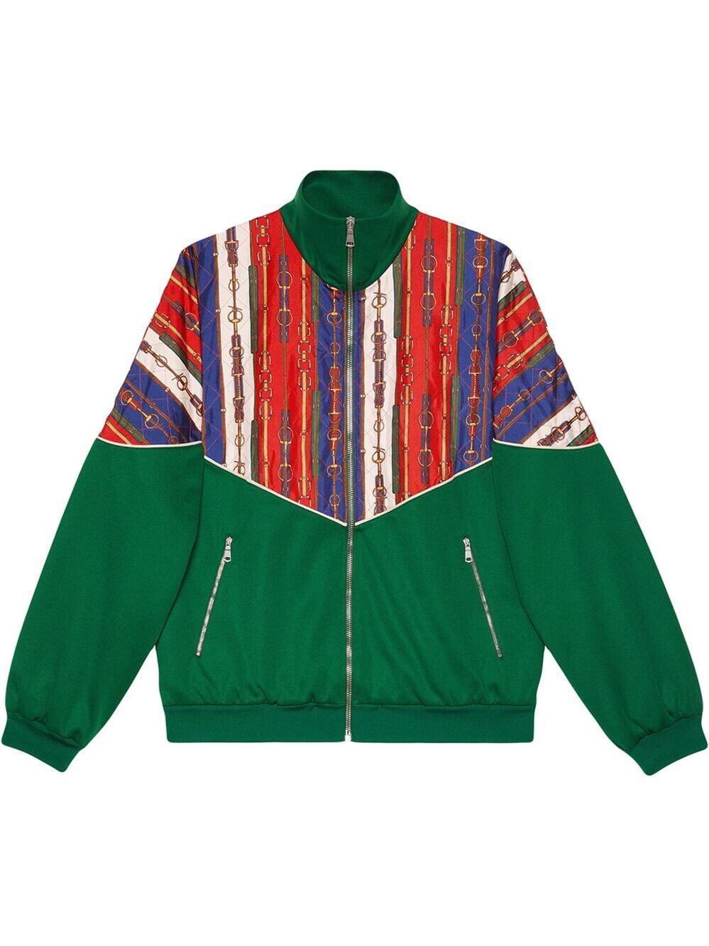 NWT Gucci Bi-Material Oversized Gancini Belt Print Zip Jacket Size XL $2980.00